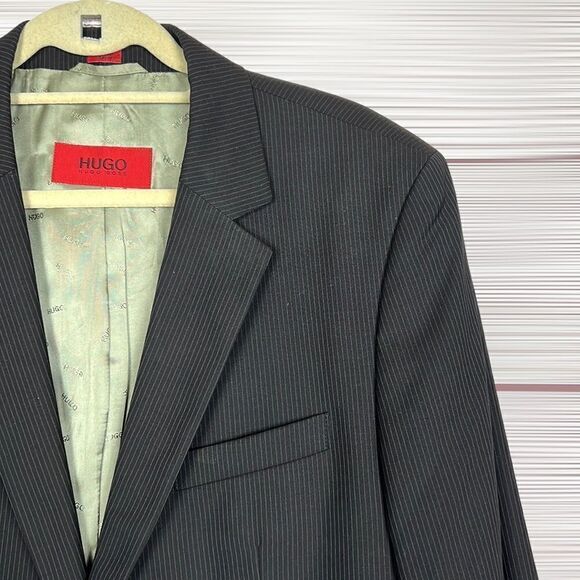 HUGO by HUGO BOSS Wool Striped Single Breasted Blazer Two Button Suit Jacket 42R - Picture 2 of 16
